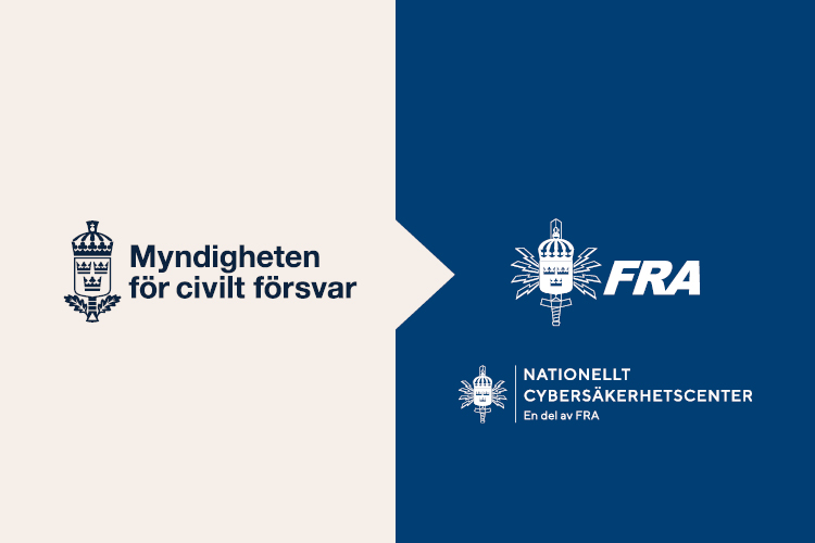 Loggor för Myndigheten för civilt försvar och FRA.