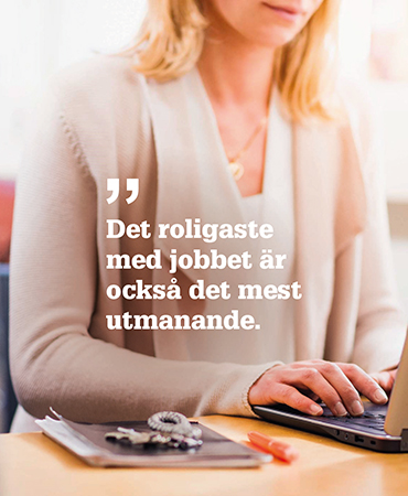 Emma, systemutvecklare. Det roligaste med jobbet är också det mest utmanande.