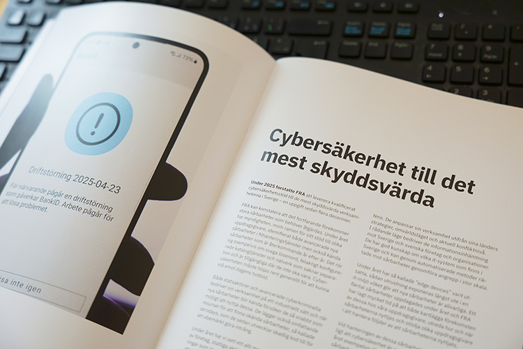 Uppslag i årsrapporten med aktuell artikel.